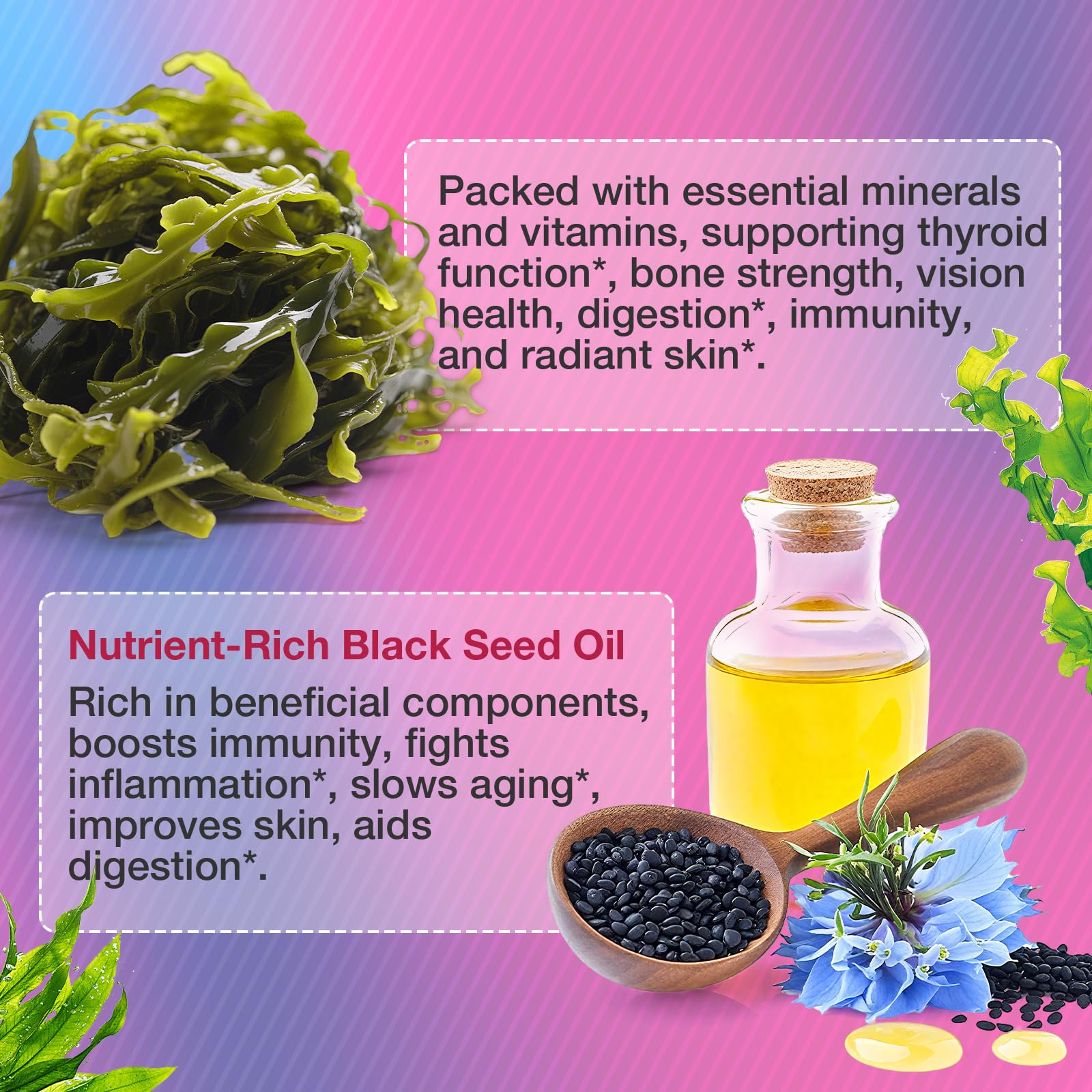 MSLOTAL Irish Sea Moss Gummies with Ashwagandha Bladderwrack and Burdock Root - Natural Irish Seamoss Supplement for Thyroid, Energy, Immune Support - 60 Vegan Gummy - TrustMedUSA
