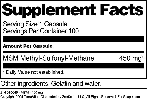 MSM - 450 mg (100 Capsules, ZIN: 510649) - 3 Pack - TrustMedUSA