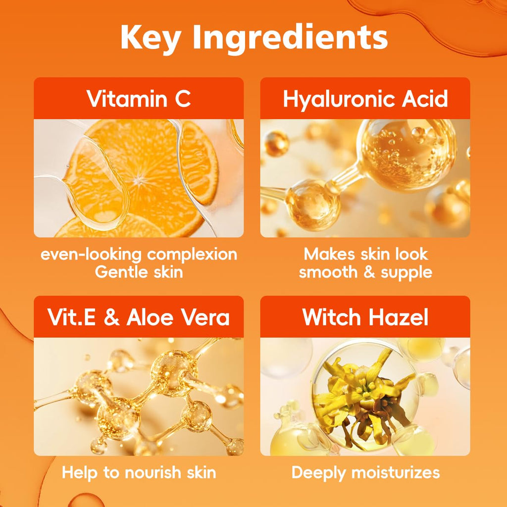 MSMEESUYA Vitamin C Serum for Face 2-Pack, Brightening Facial Serum with Hyaluronic Acid & Vitamin E, Helps Improve Dark Spots, Uneven Tone, Fine Lines & Wrinkles, 1 Fl Oz Each - Maple Wellness Supplements