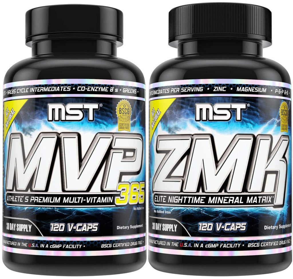 MST Foundation Stack, ZMK Nighttime Multi-Mineral, 120 V-Caps and MVP-365 Premium Multiple Vitamin, 1000iu Vitamin D3, 120 V-Caps, BSCG Certified Drug Free Millennium Sport Technologies - TrustMedUSA