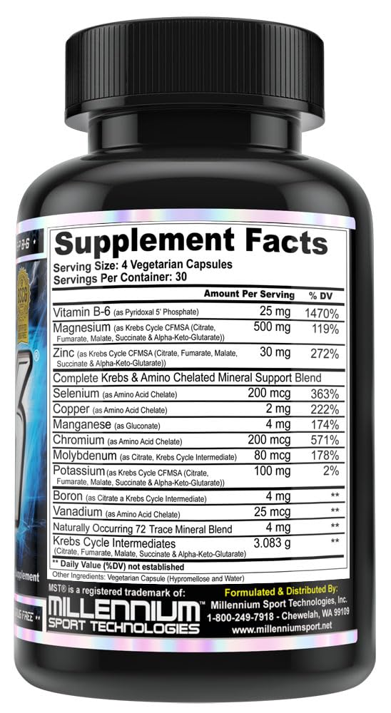 MST ZMK (Zinc & Magnesium as Krebs Chelates (as Citrate, Fumarate, Malate, Succinate, Alpha-Keto-Glutarate. With Mineral Support Blend & Trace Minerals. Support ATP, Sleep, Muscle Recovery, 120 V Caps - TrustMedUSA