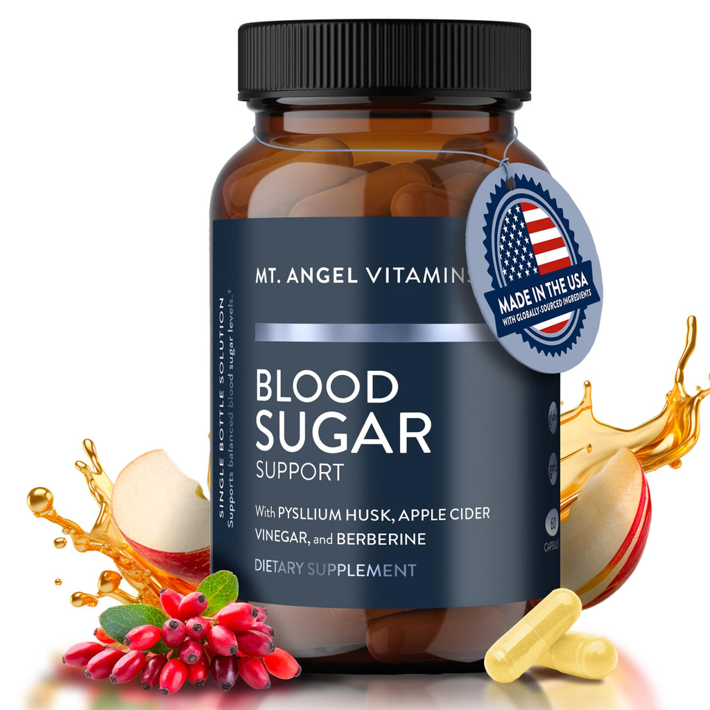 Mt. Angel Vitamins Blood Sugar Support Supplement - Natural Supplement with Pysllium Husk, Berberine with Ceylon Cinnamon, and Apple Cider Vinegar - Supports Healthy Blood Sugar Levels - 60 Capsules - TrustMedUSA