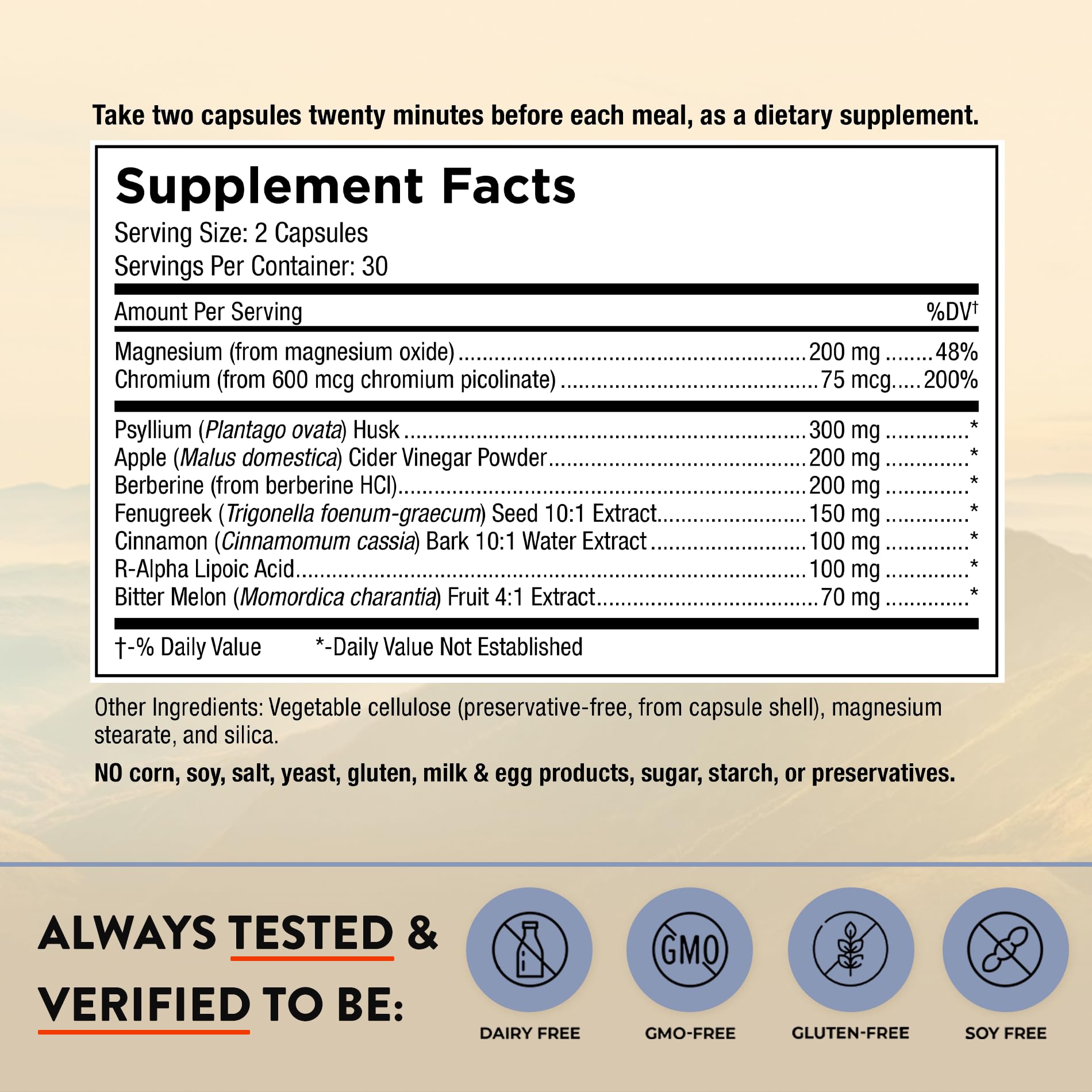 Mt. Angel Vitamins Blood Sugar Support Supplement - Natural Supplement with Pysllium Husk, Berberine with Ceylon Cinnamon, and Apple Cider Vinegar - Supports Healthy Blood Sugar Levels - 60 Capsules - TrustMedUSA