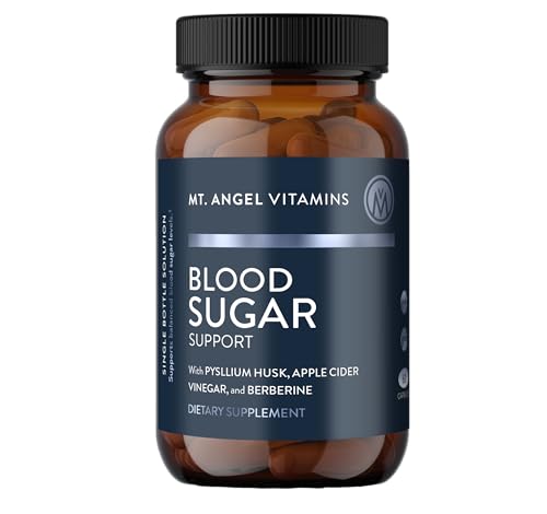 Mt. Angel Vitamins Blood Sugar Support Supplement - Natural Supplement with Pysllium Husk, Berberine with Ceylon Cinnamon, and Apple Cider Vinegar - Supports Healthy Blood Sugar Levels - 60 Capsules - TrustMedUSA