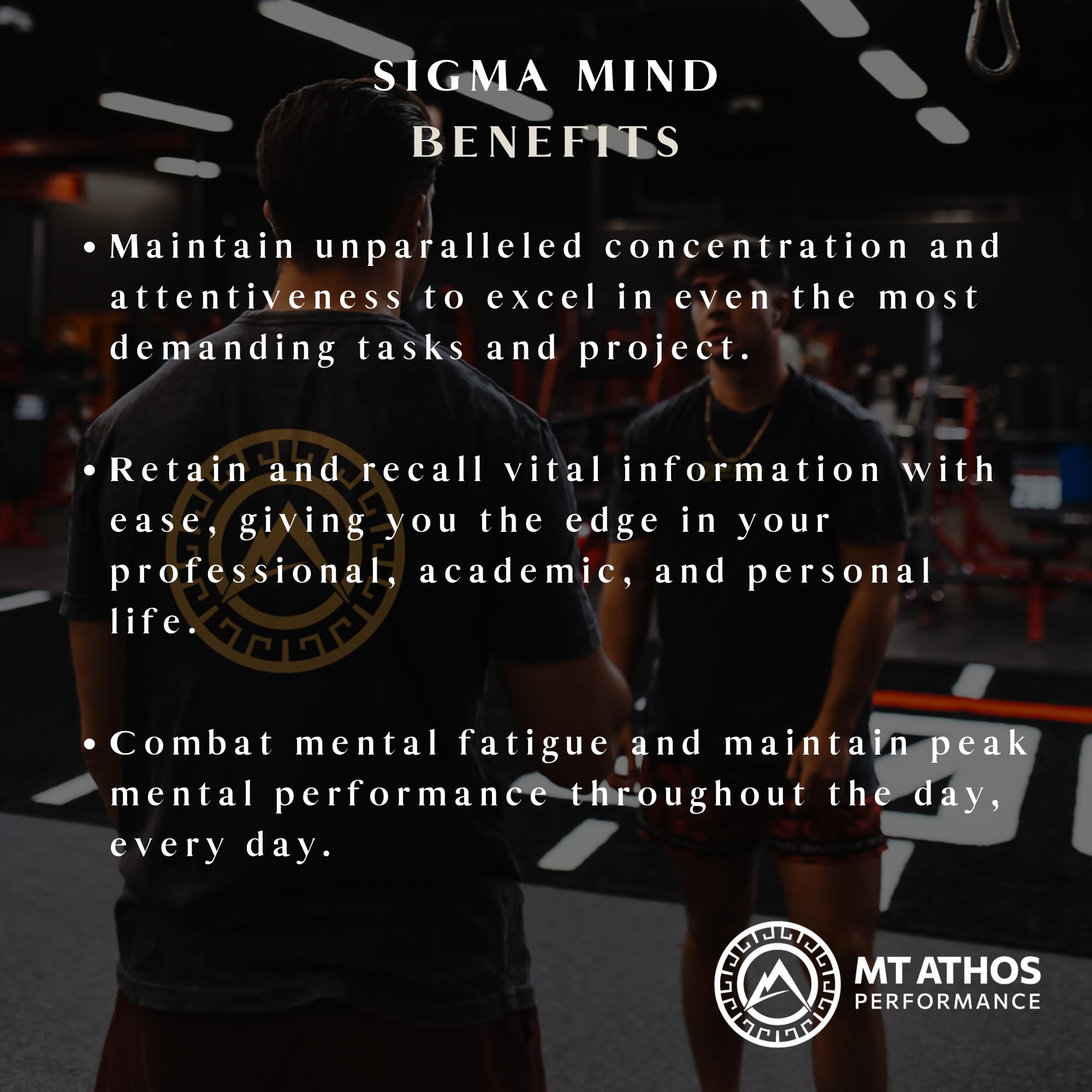 Mt. Athos Performance Sigma Mind | Potent Nootropic Formula to Support Cognitive Function, Improved Focus, Drive, and Mood | 30 Servings, 90 Capsules - TrustMedUSA