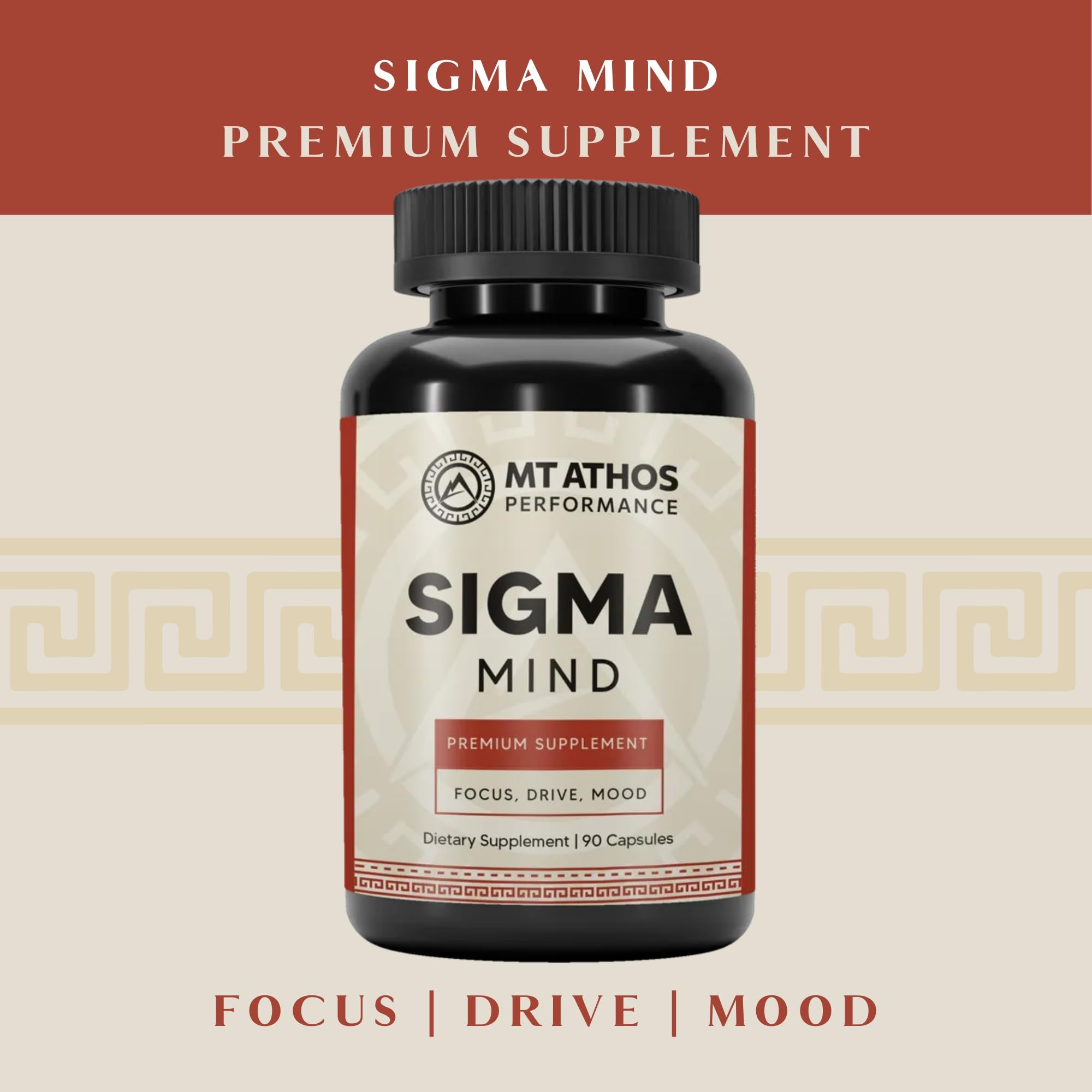Mt. Athos Performance Sigma Mind | Potent Nootropic Formula to Support Cognitive Function, Improved Focus, Drive, and Mood | 30 Servings, 90 Capsules - TrustMedUSA