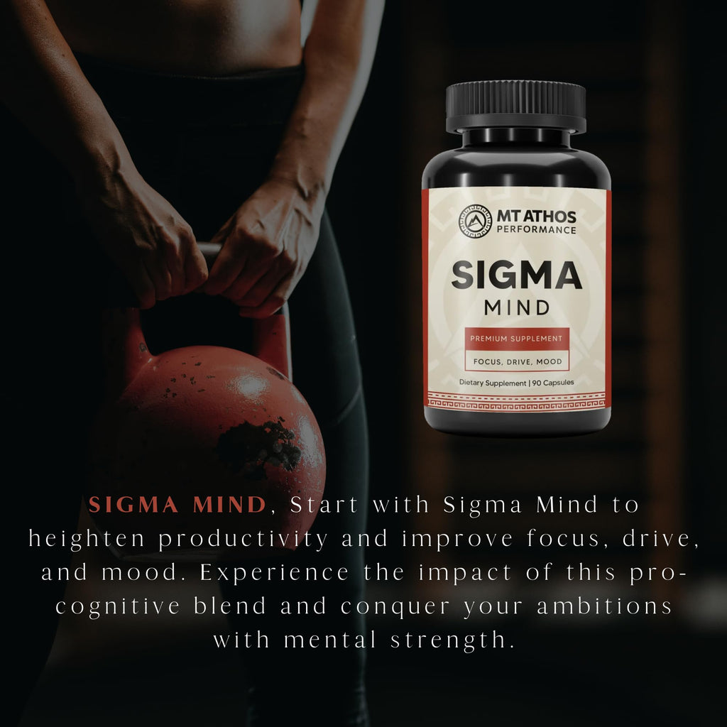 Mt. Athos Performance Sigma Mind | Potent Nootropic Formula to Support Cognitive Function, Improved Focus, Drive, and Mood | 30 Servings, 90 Capsules - TrustMedUSA