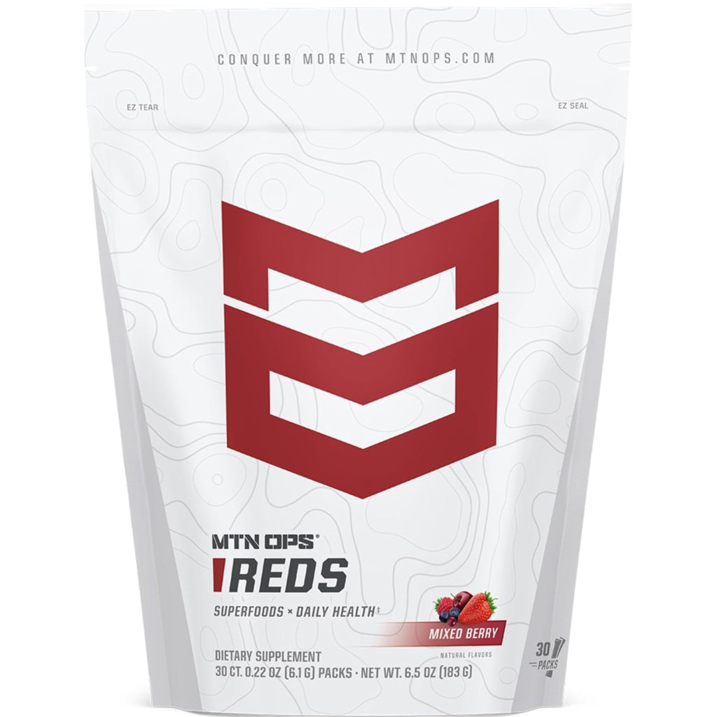 MTN OPS Reds Super Reds Antioxidant Drink Powder Daily Health Blend with Phytonutrients Free Radical Support 30 On The Go Stick Packs - TrustMedUSA