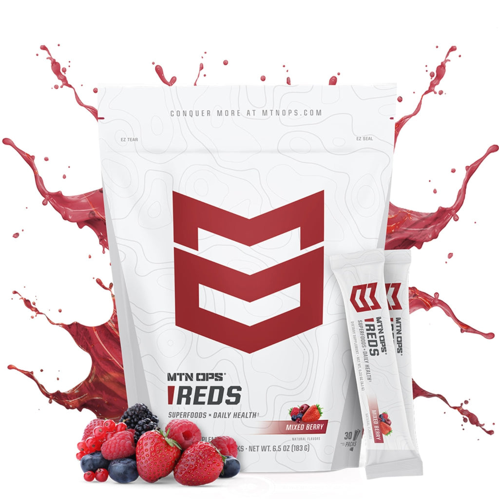 MTN OPS Reds Super Reds Antioxidant Drink Powder Daily Health Blend with Phytonutrients Free Radical Support 30 On The Go Stick Packs - TrustMedUSA