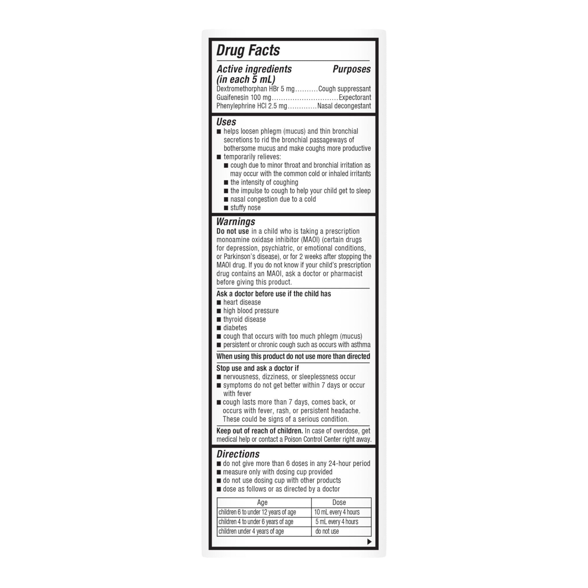 Mucinex Children's Multi-Symptom Cold Medicine, Kids Cough Medicine, Mucinex Kids Medicine/Decongestant with Dextromethorphan HBr, Guaifenesin, Phenylephrine HCl, Very Berry Flavor Liquid, 4 Fl Oz - Maple Wellness Supplements