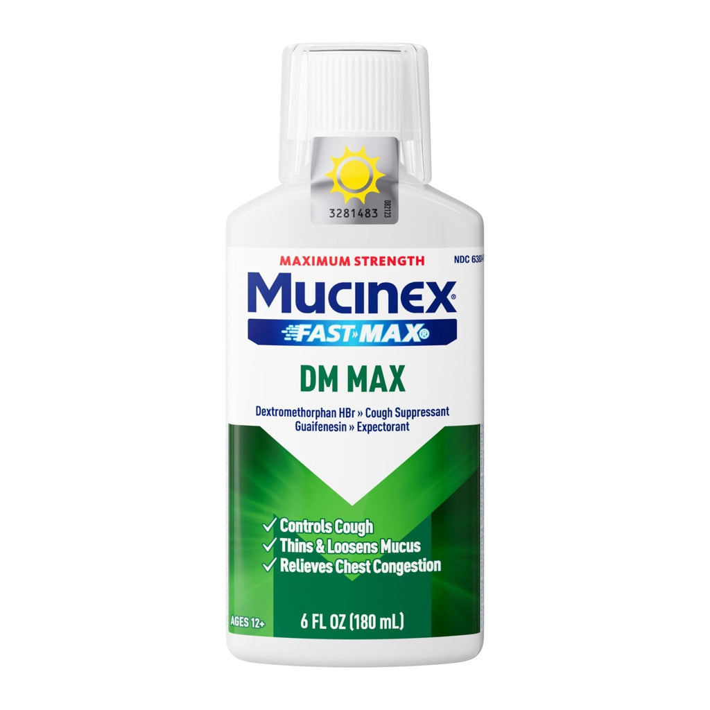 Mucinex DM Max Liquid Cough & Cold Medicine for Adults, Cold and Flu Medicine for Excess Mucus Relief, Guaifenesin, Dextromethorphan Expectorant & Decongestant for Adults, Dr Recommended, 6.0 Fl Oz - Maple Wellness Supplements
