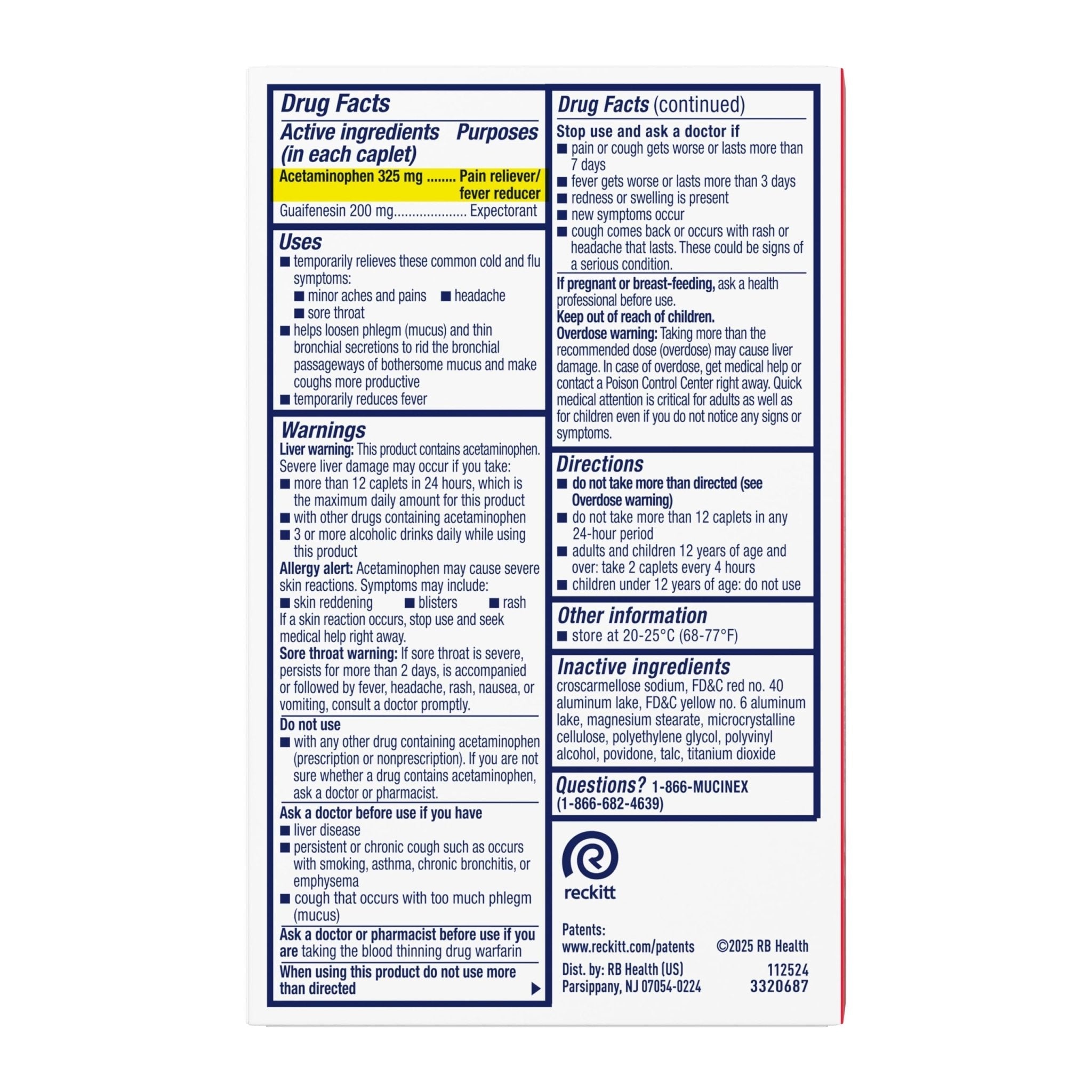 Mucinex Rapid Clear Maximum Strength Cold Medicine & Expectorant, Fever, Pain, Headache, & Excess Mucus Relief with Acetaminophen & Guaifenesin, Rapid Release Caplets for Adults, 20 Count - Maple Wellness Supplements