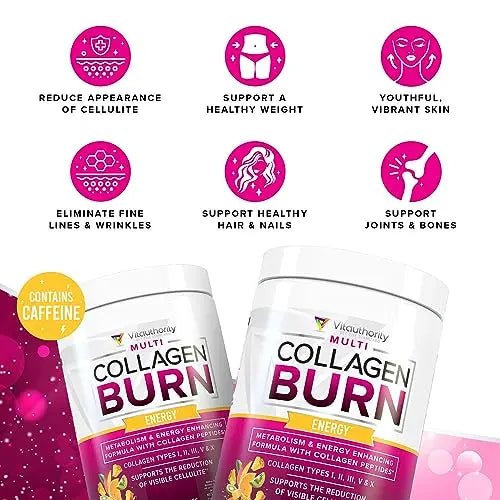 Multi Collagen Burn: Multi-Type Hydrolyzed Protein Peptides with Hyaluronic Acid, Vitamin - TrustMedUSA