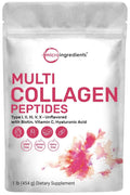 Multi Collagen Peptides Powder, 16 Oz - Hydrolyzed Protein Peptides | Type I,II,III,V,X - TrustMedUSA