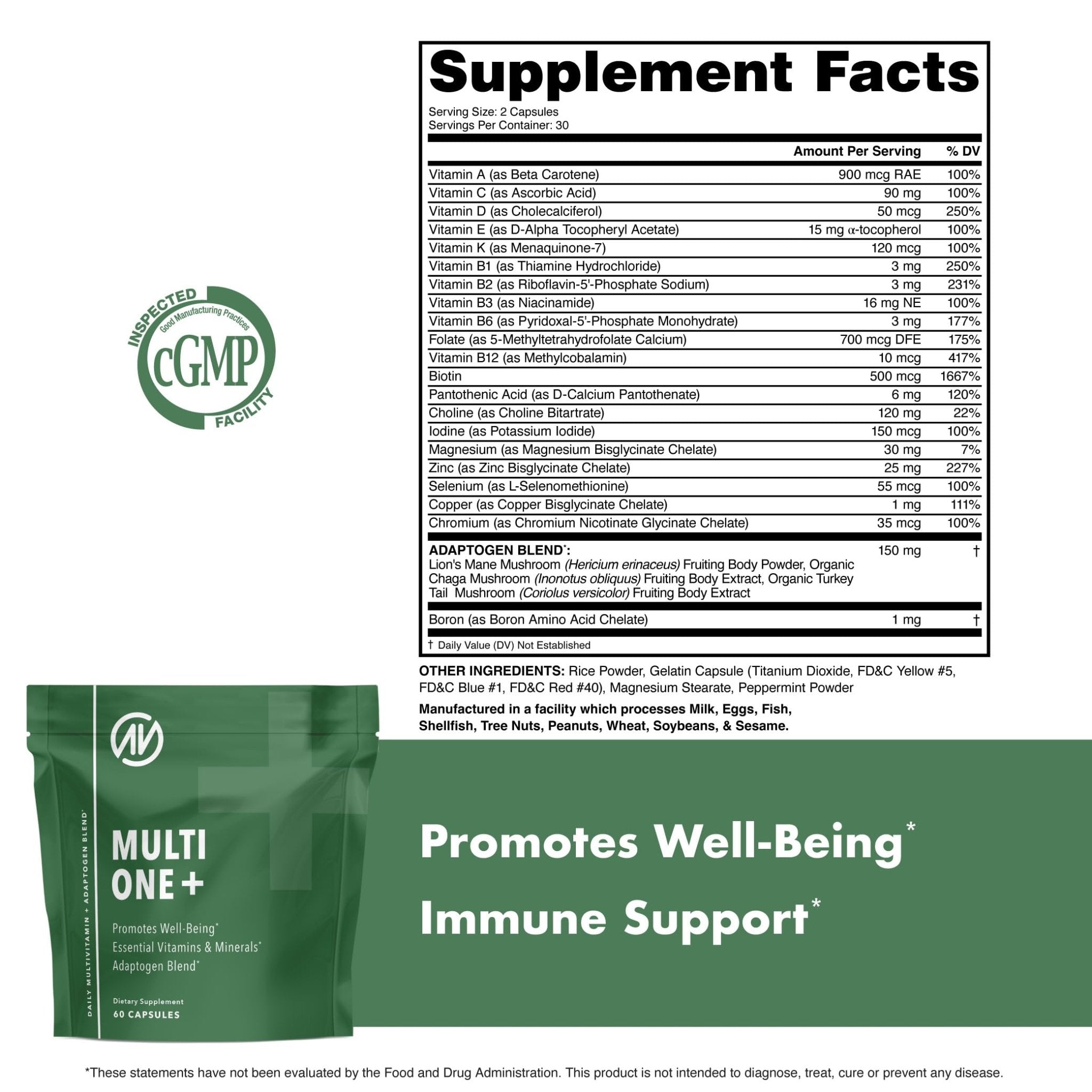 MultiOne Men & Women’s Daily Multivitamin - Essential Nutrients and Minerals for Optimal Health (60 Capsules) - TrustMedUSA