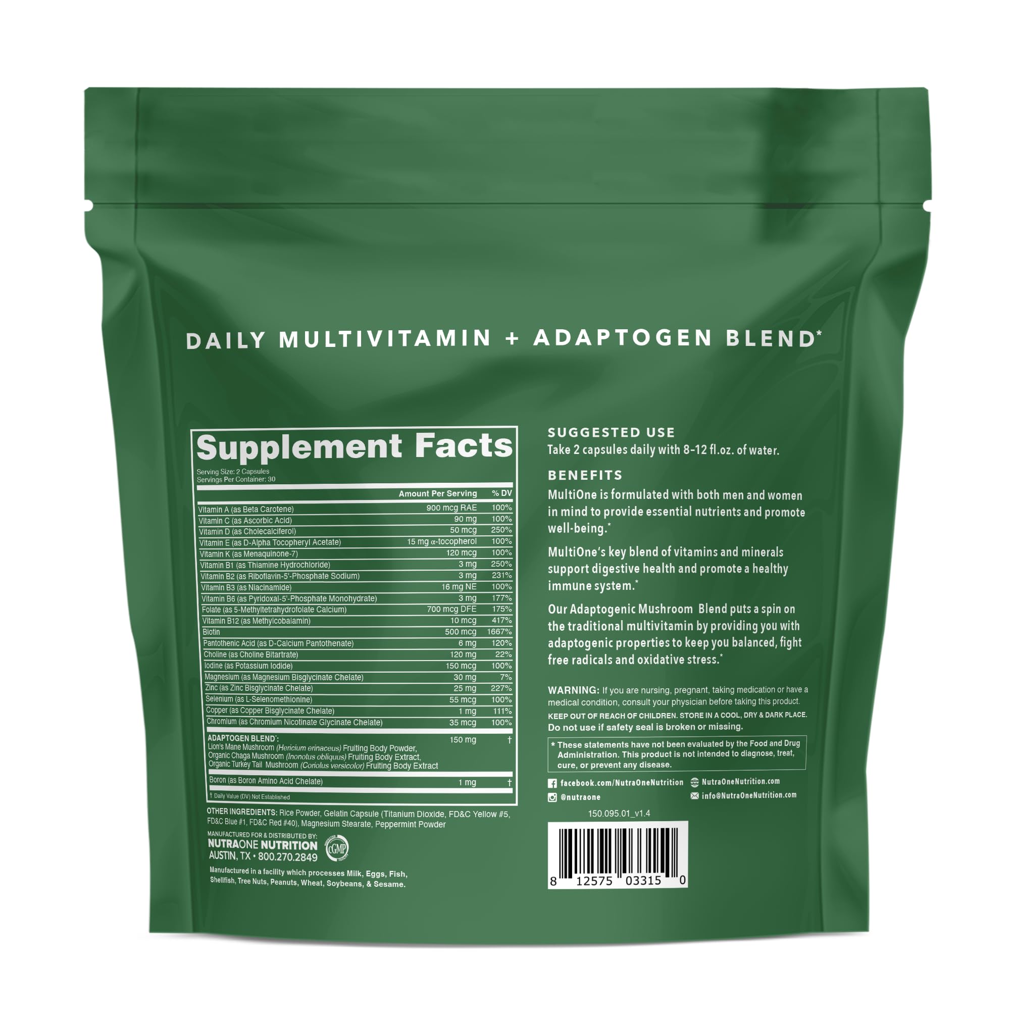 MultiOne Men & Women’s Daily Multivitamin - Essential Nutrients and Minerals for Optimal Health (60 Capsules) - TrustMedUSA
