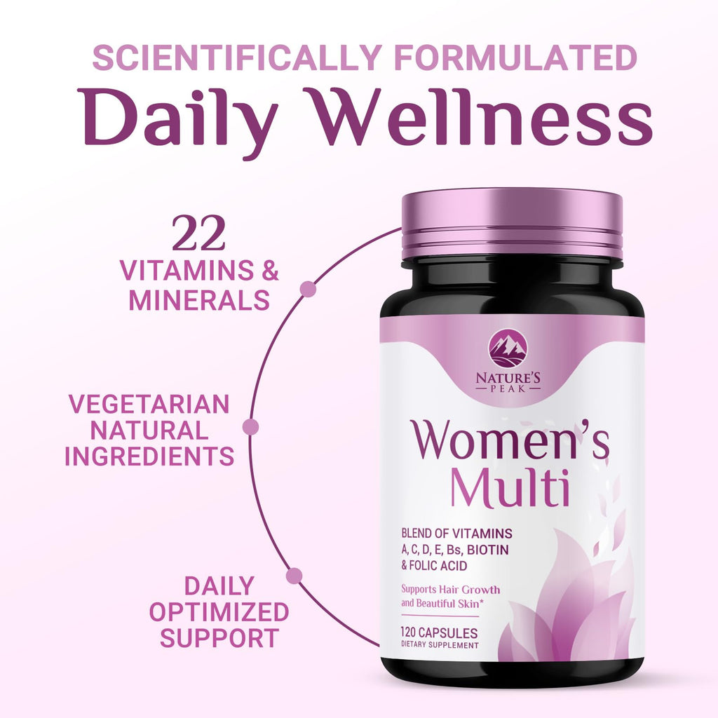 Multivitamin for Women - Complete Daily Womens Multivitamins with Calcium, Folate, Vitamin A, C, D, E & B Vitamins, Zinc and Iron - Multi Vitamins for Bone, Energy & Immune Support - 120 Capsules - TrustMedUSA