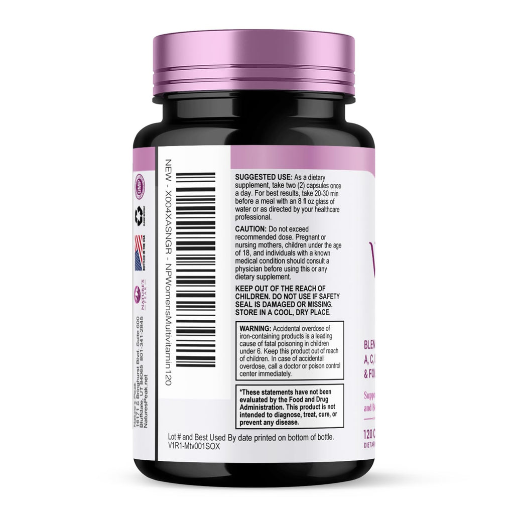 Multivitamin for Women - Complete Daily Womens Multivitamins with Calcium, Folate, Vitamin A, C, D, E & B Vitamins, Zinc and Iron - Multi Vitamins for Bone, Energy & Immune Support - 120 Capsules - TrustMedUSA