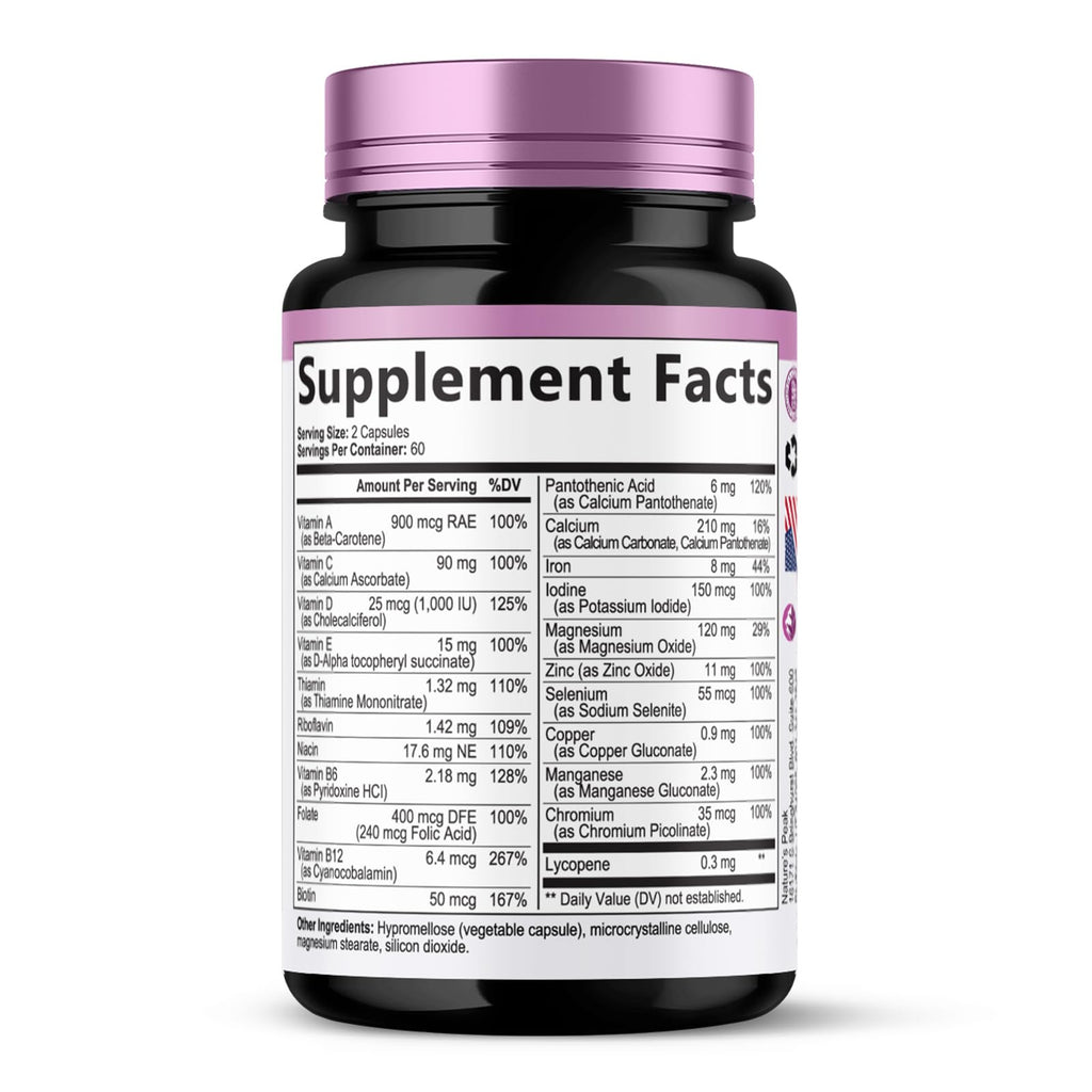 Multivitamin for Women - Complete Daily Womens Multivitamins with Calcium, Folate, Vitamin A, C, D, E & B Vitamins, Zinc and Iron - Multi Vitamins for Bone, Energy & Immune Support - 120 Capsules - TrustMedUSA