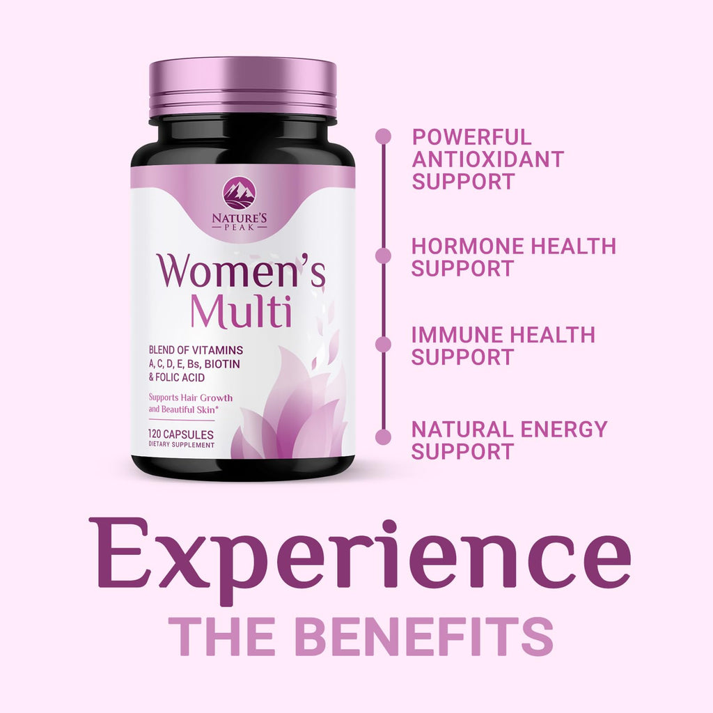Multivitamin for Women - Complete Daily Womens Multivitamins with Calcium, Folate, Vitamin A, C, D, E & B Vitamins, Zinc and Iron - Multi Vitamins for Bone, Energy & Immune Support - 120 Capsules - TrustMedUSA