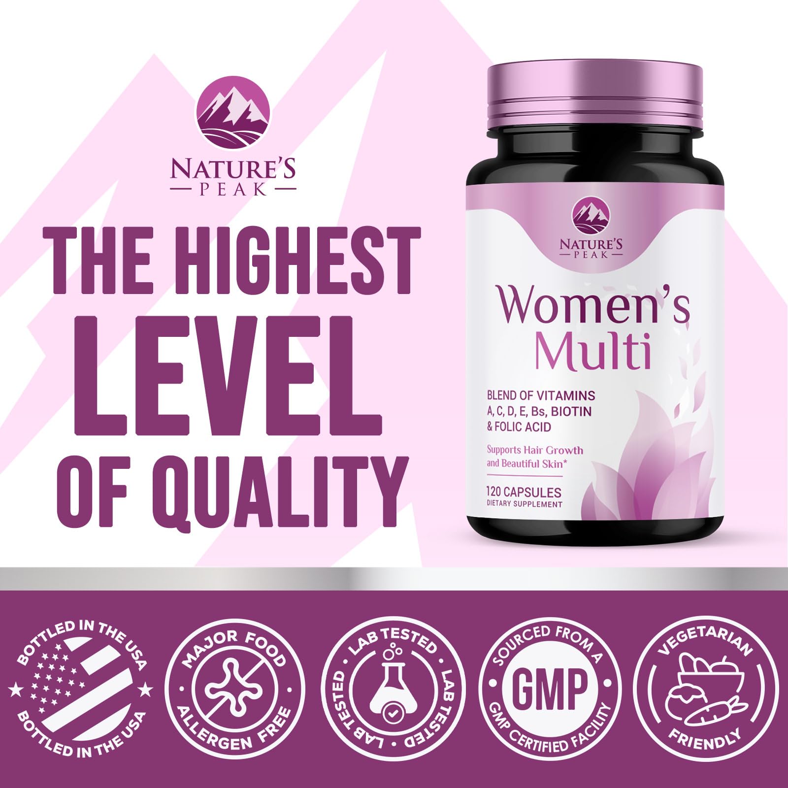 Multivitamin for Women - Complete Daily Womens Multivitamins with Calcium, Folate, Vitamin A, C, D, E & B Vitamins, Zinc and Iron - Multi Vitamins for Bone, Energy & Immune Support - 120 Capsules - TrustMedUSA