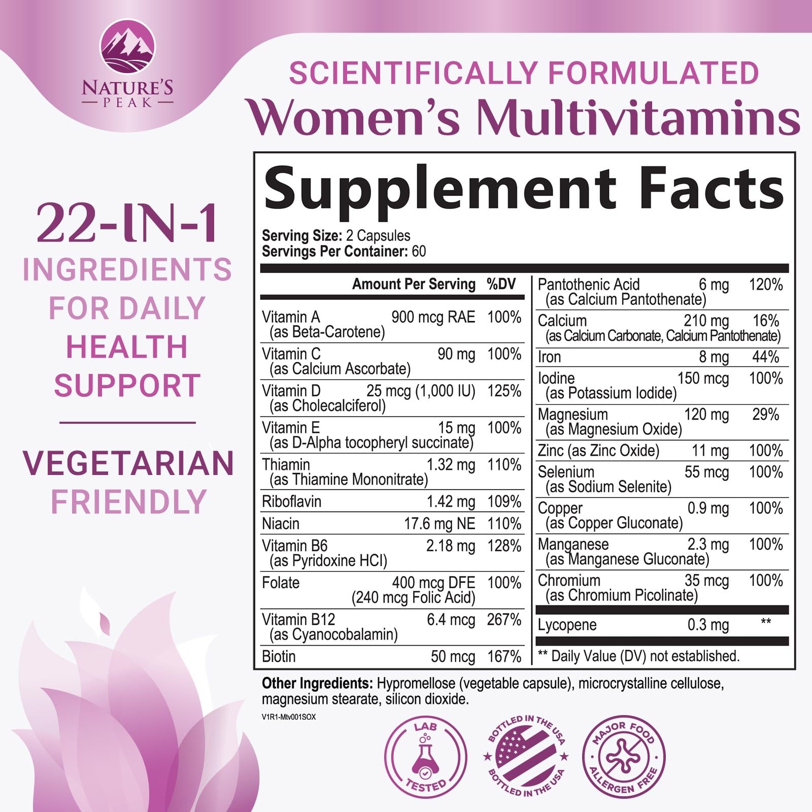 Multivitamin for Women - Complete Daily Womens Multivitamins with Calcium, Folate, Vitamin A, C, D, E & B Vitamins, Zinc and Iron - Multi Vitamins for Bone, Energy & Immune Support - 120 Capsules - TrustMedUSA