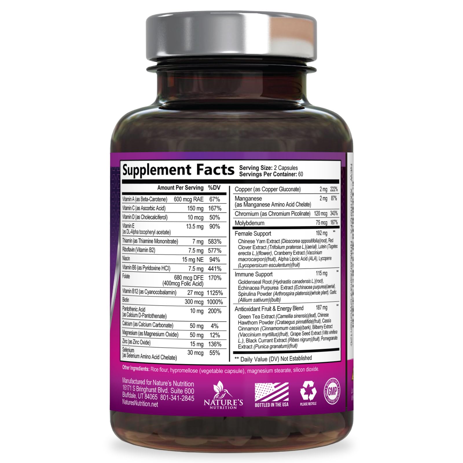 Multivitamin for Women - with Vitamins A, C, D, E, B6, B12, Zinc, Calcium & Magnesium, Womens Daily Multi Vitamin Multimineral Supplement for Bone Health, Energy & Immune Support - 120 Capsules - TrustMedUSA