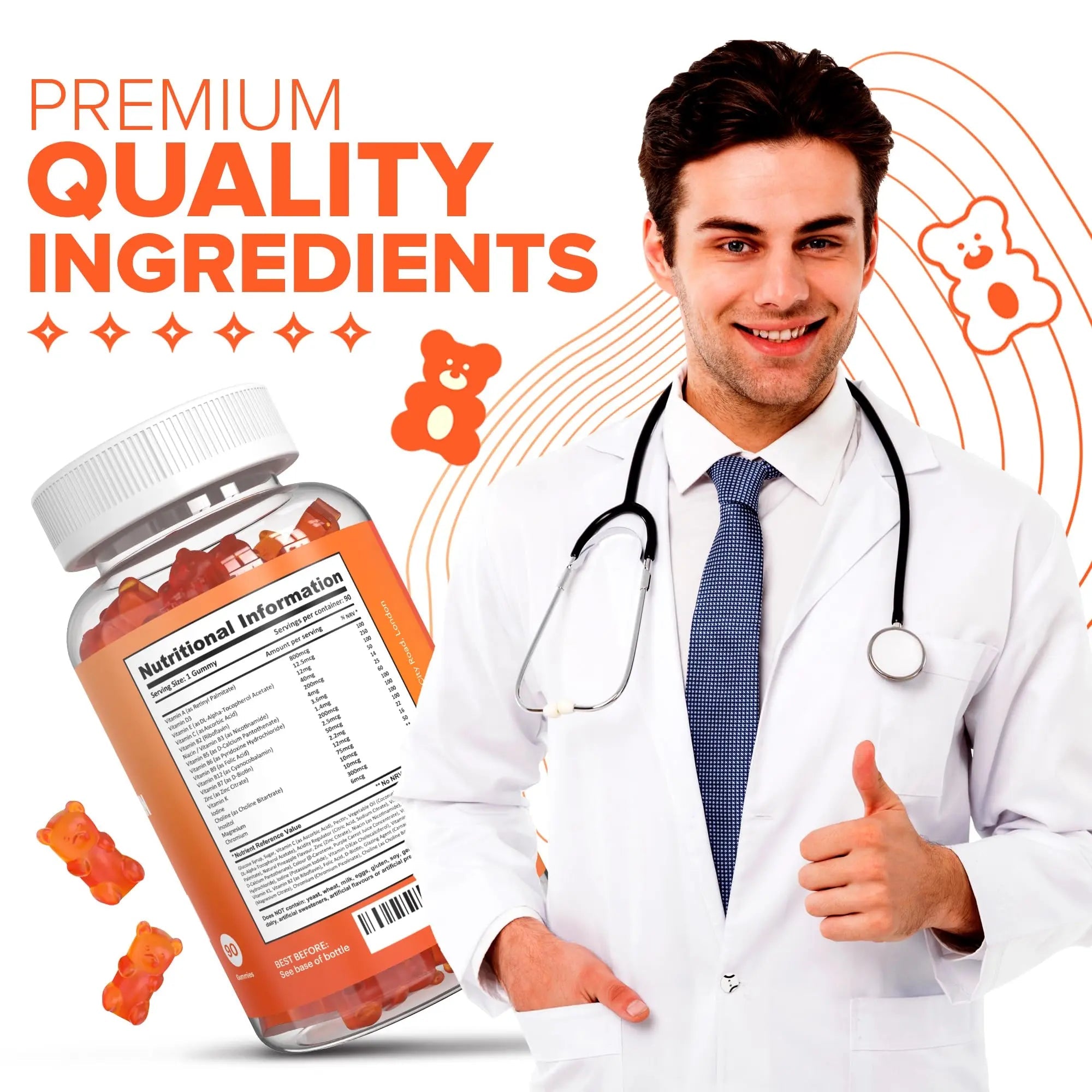 Multivitamin Gummies for Women & Men - 3 Months Supply - 18 Multivitamins & Minerals - TrustMedUSA