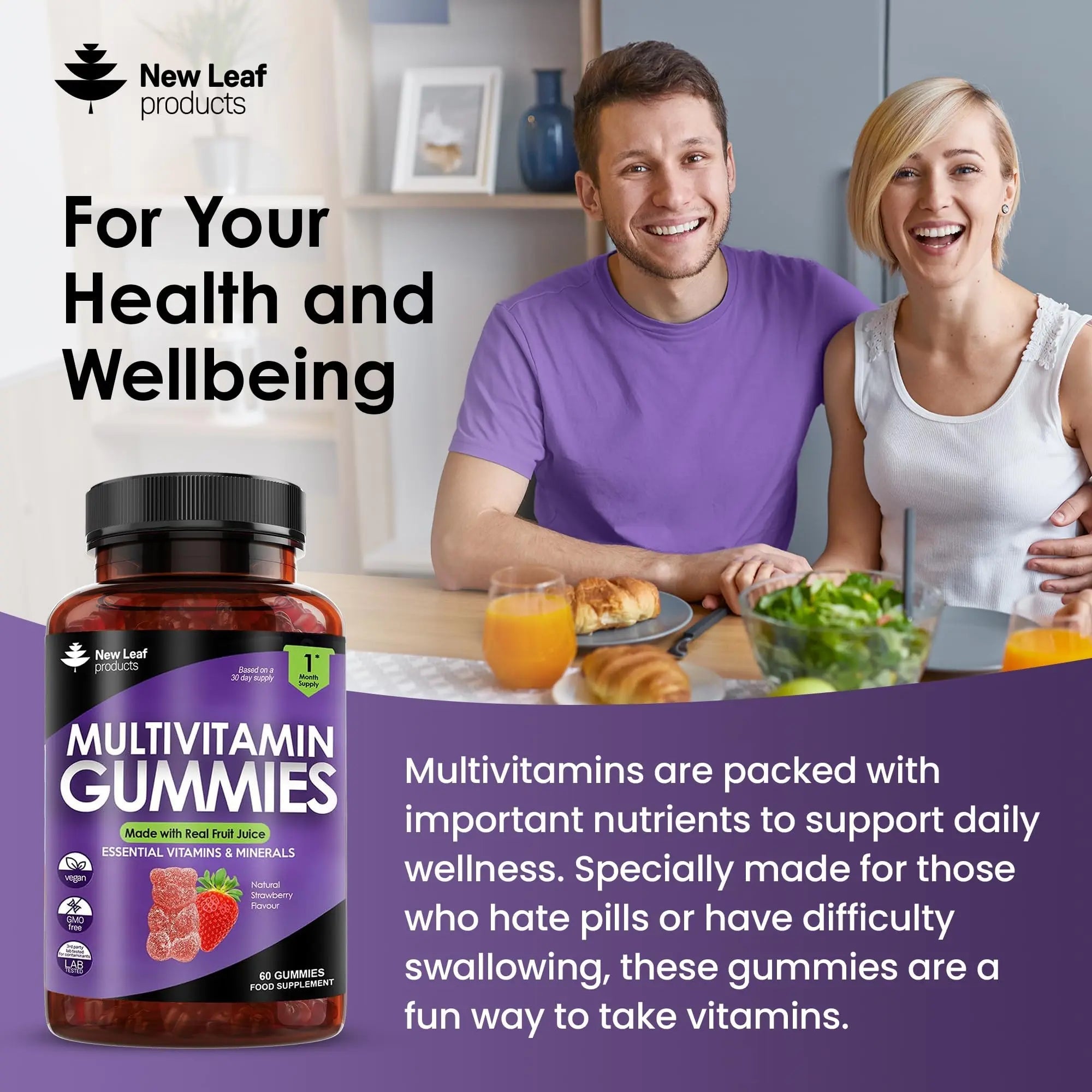 Multivitamin Gummies High Strength for Men Women - Vegetarian +14 Essential Vitamins - TrustMedUSA