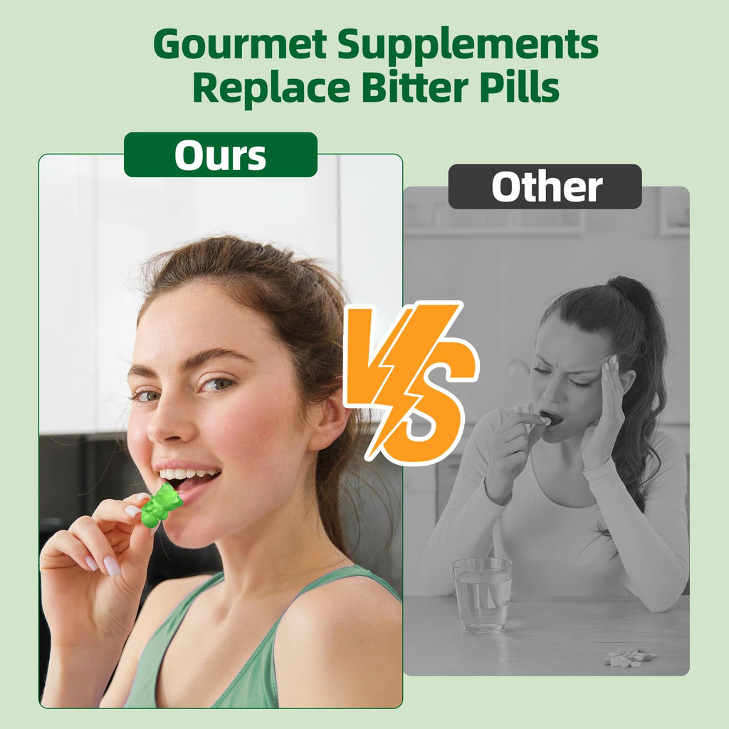 Multivitamin Super Greens Gummies - Daily Vegan Gummy Vitamins for Women, Apple Flavor | Organic Blend with Vitamin C, Turmeric, Zinc, Immune Support, Energy Booster, Metabolism | 60 Count - TrustMedUSA
