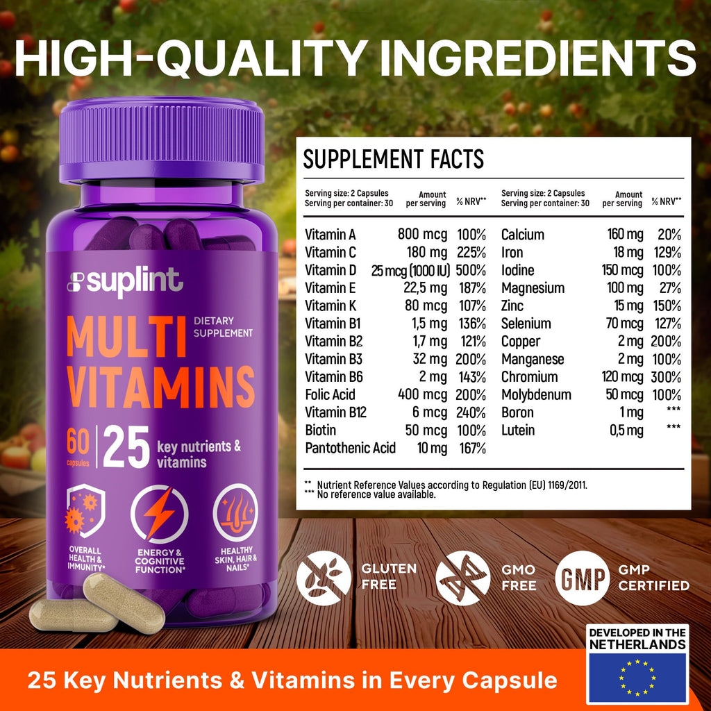 Multivitamin Supplement | Complex with Vitamin A, C, D, E, K1, B, Zinc & Chromium | Hair, Skin & Nail Beauty Vitamins | Immune Support Supplements for Men & Women | 60 Capsules - TrustMedUSA
