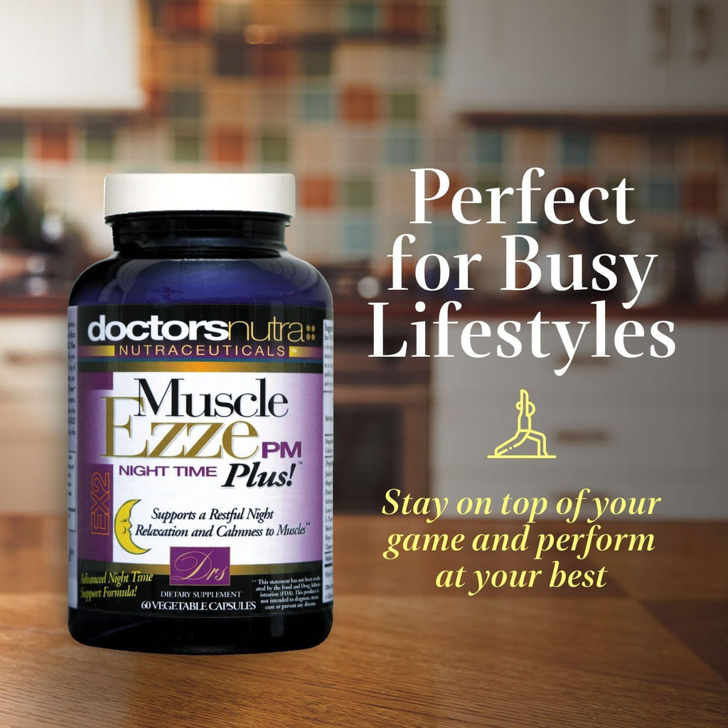 Muscle Ezze PM Plus Night Time Capsules by Doctors Nutra - Nighttime Use - Gluten-Free - 60 Capsules - TrustMedUSA