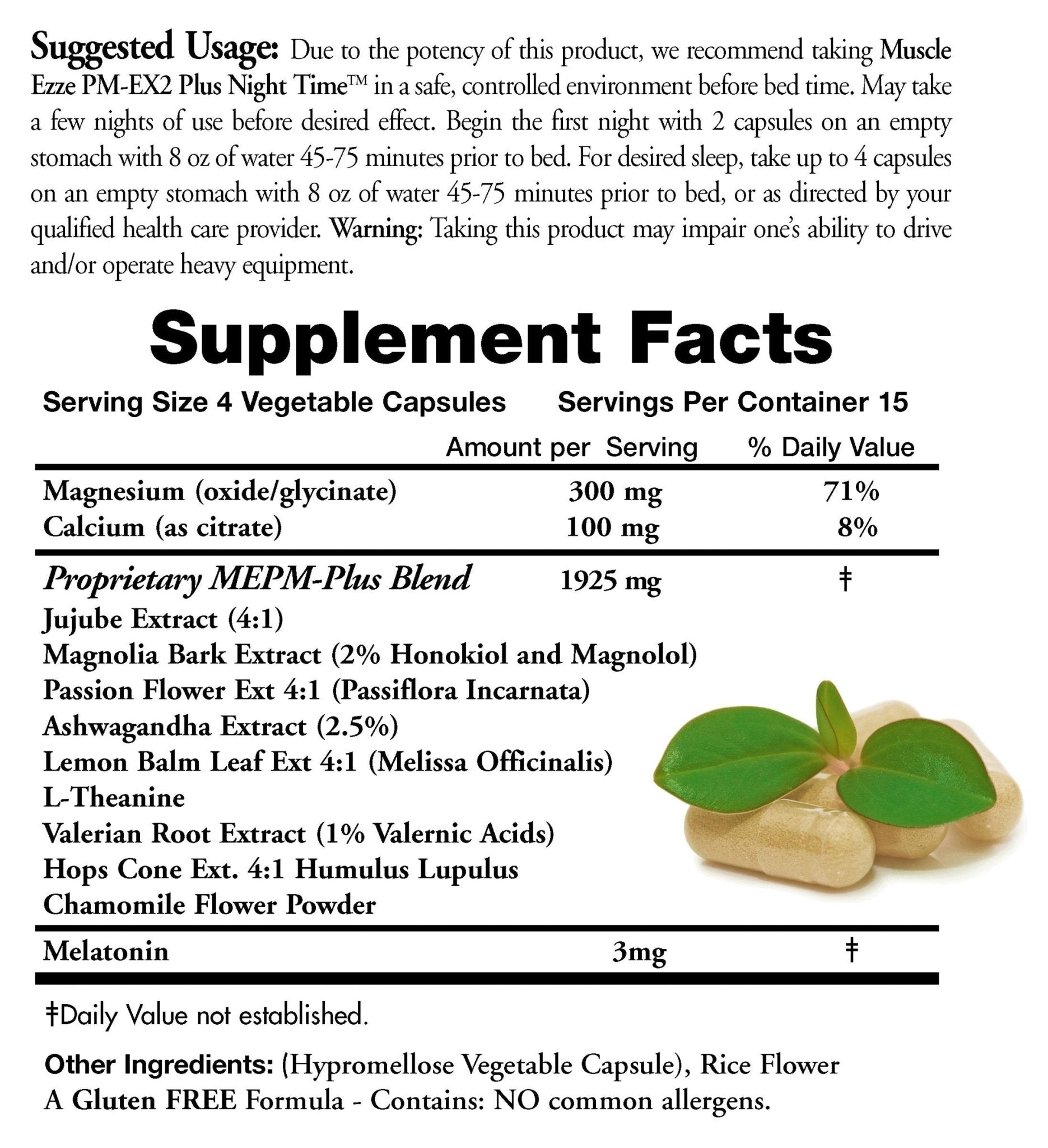Muscle Ezze PM Plus Night Time Capsules by Doctors Nutra - Nighttime Use - Gluten-Free - 60 Capsules - TrustMedUSA
