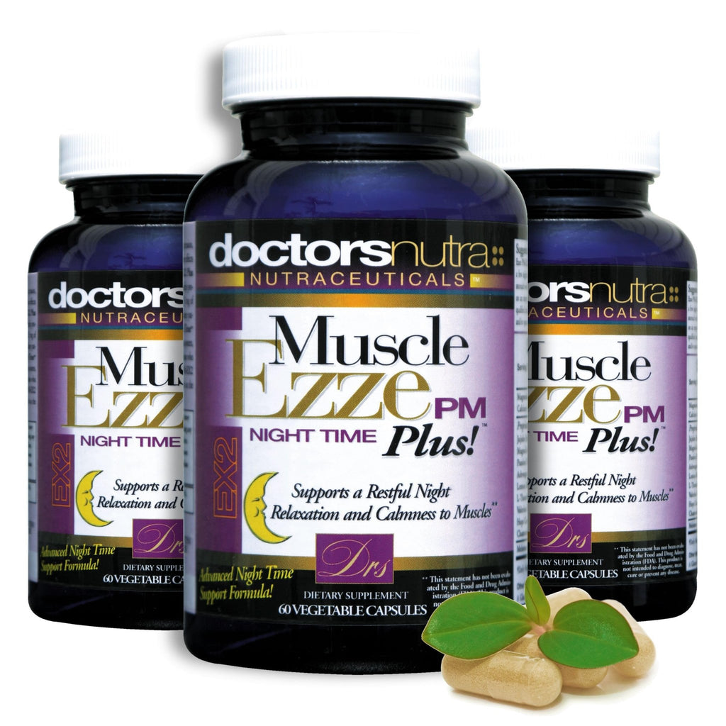 Muscle Ezze PM Plus Night Time Capsules by Doctors Nutra - Nighttime Use - Gluten-Free - 60 Capsules - TrustMedUSA