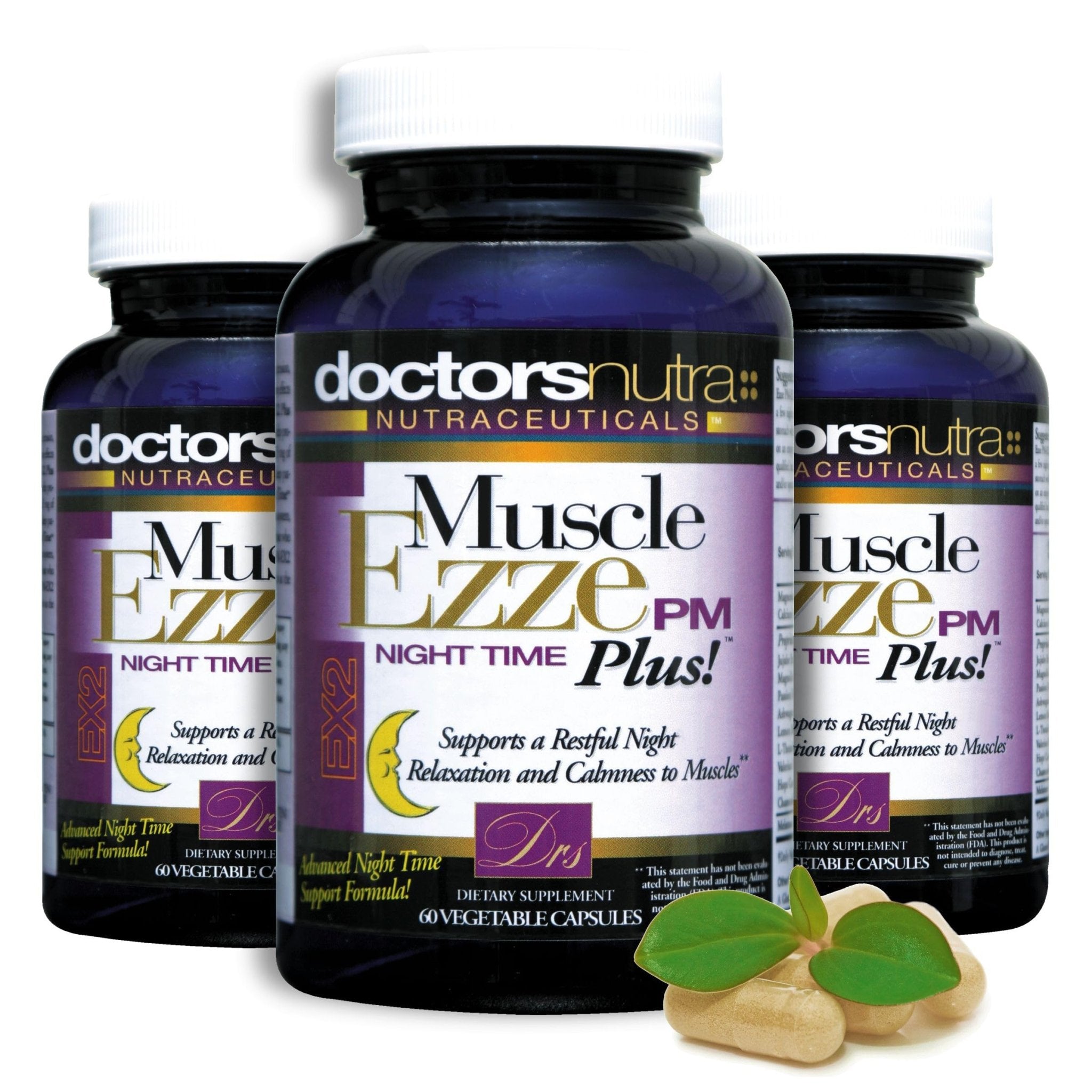 Muscle Ezze PM Plus Night Time Capsules by Doctors Nutra - Nighttime Use - Gluten-Free - 60 Capsules - TrustMedUSA