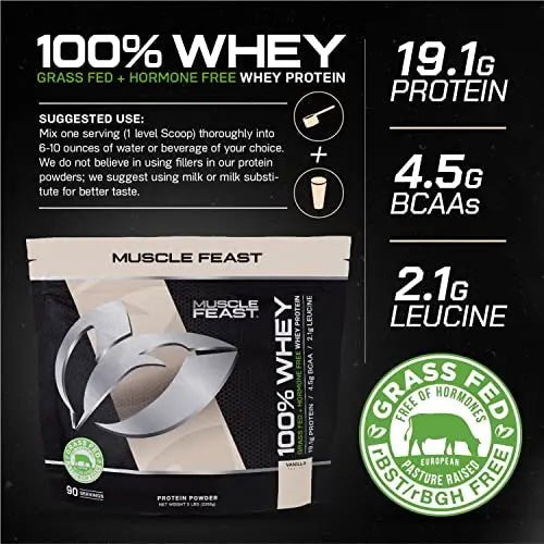 Muscle Feast 100% Grass-Fed Whey Protein, Pastured Raised Hormone Free All Natural - TrustMedUSA