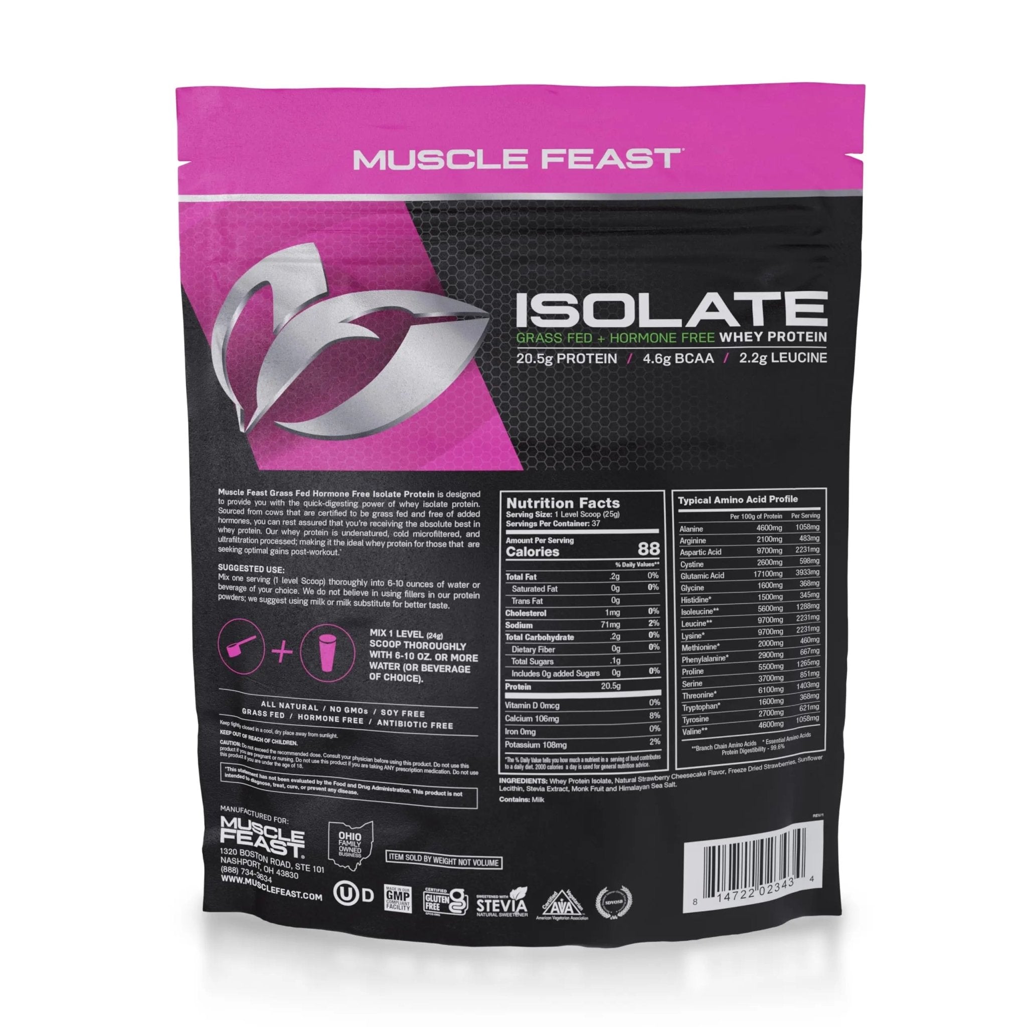 Muscle Feast Grass-Fed Whey Protein Isolate, All Natural Hormone Free Pasture Raised - TrustMedUSA