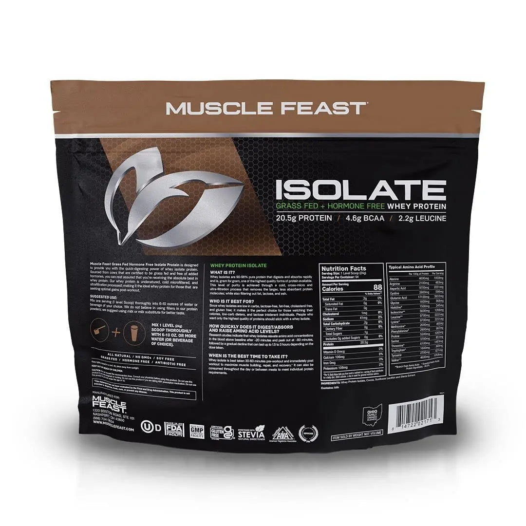 Muscle Feast Grass-Fed Whey Protein Isolate, All Natural Hormone Free Pasture Raised - TrustMedUSA