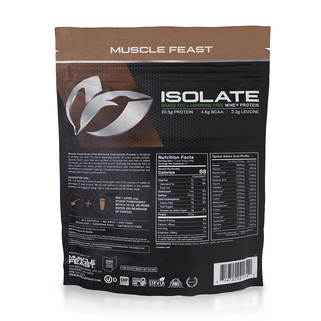 Muscle Feast Grass-Fed Whey Protein Isolate, All Natural Hormone Free Pasture Raised - TrustMedUSA