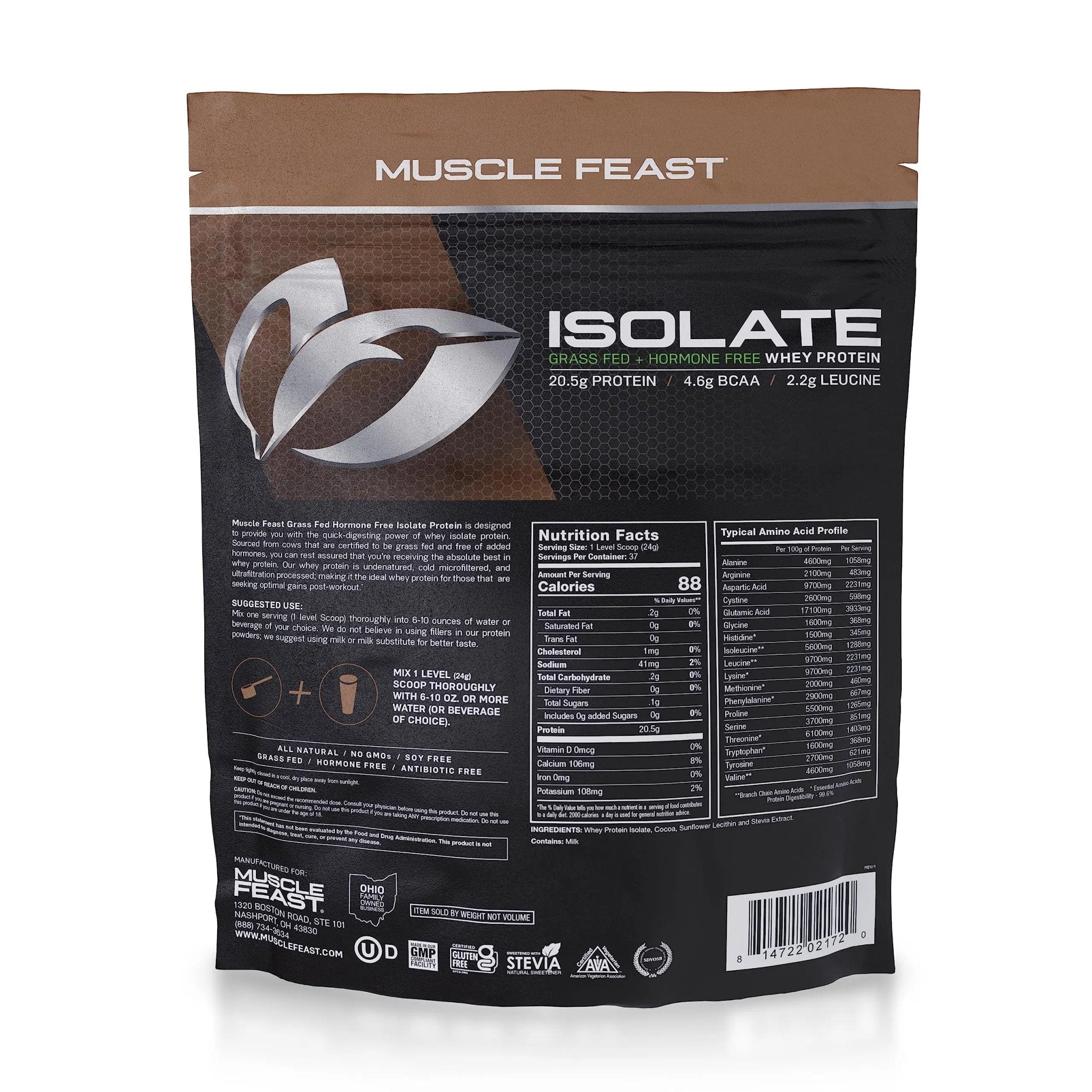 Muscle Feast Grass-Fed Whey Protein Isolate, All Natural Hormone Free Pasture Raised - TrustMedUSA