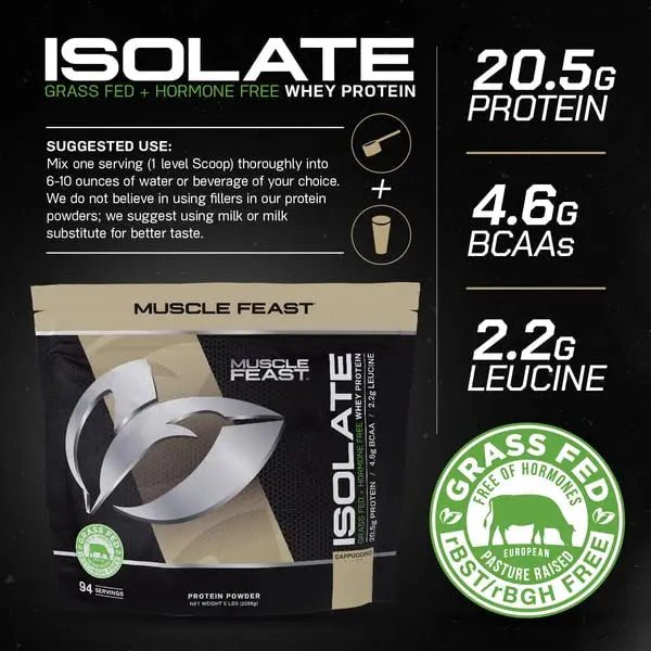 Muscle Feast Grass-Fed Whey Protein Isolate, All Natural Hormone Free Pasture Raised - TrustMedUSA
