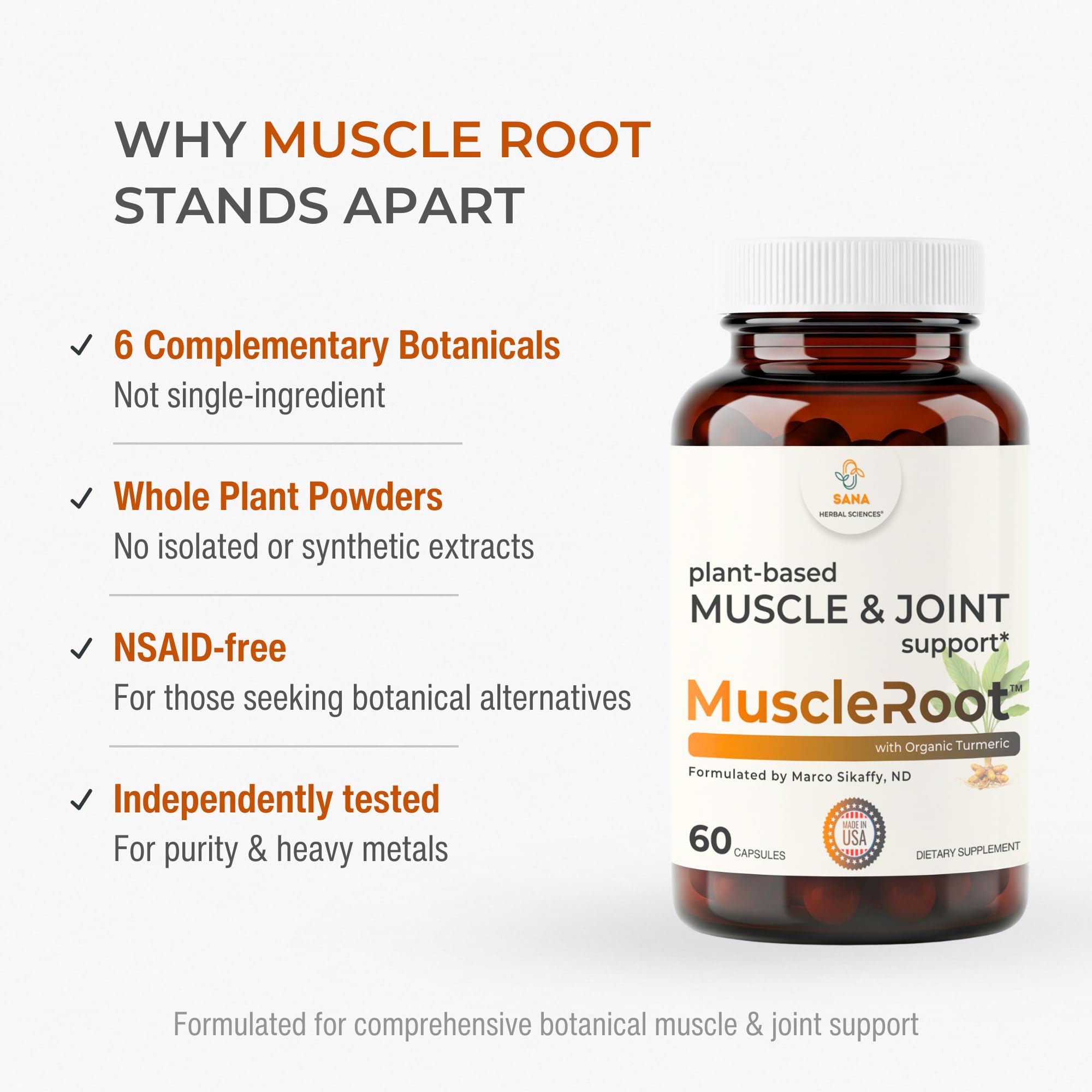 Muscle & Joint Support Supplement – Botanical Formula for Healthy Inflammatory Response | 6 Research-Backed Botanicals | Organic Turmeric | 60 Capsules | Sana Herbal - TrustMedUSA