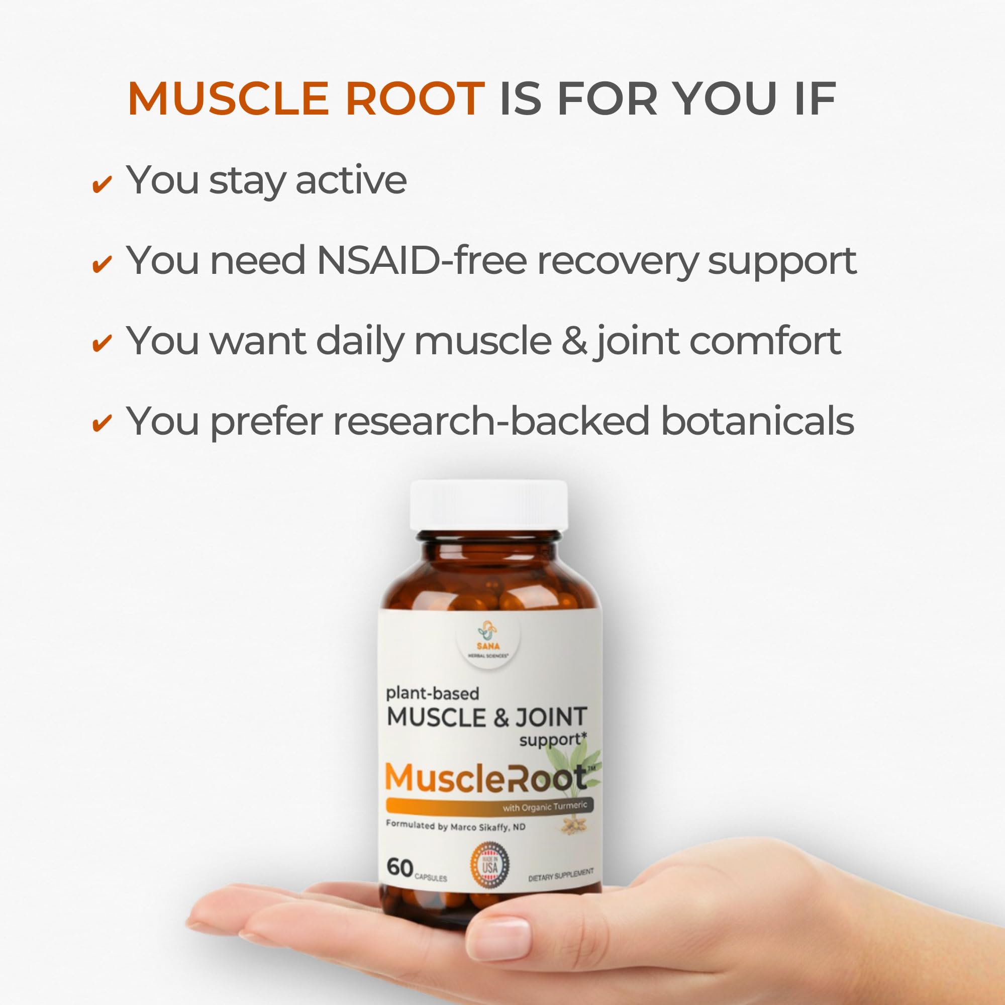Muscle & Joint Support Supplement – Botanical Formula for Healthy Inflammatory Response | 6 Research-Backed Botanicals | Organic Turmeric | 60 Capsules | Sana Herbal - TrustMedUSA