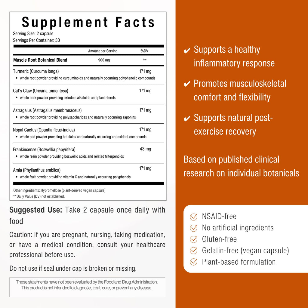 Muscle & Joint Support Supplement – Botanical Formula for Healthy Inflammatory Response | 6 Research-Backed Botanicals | Organic Turmeric | 60 Capsules | Sana Herbal - TrustMedUSA