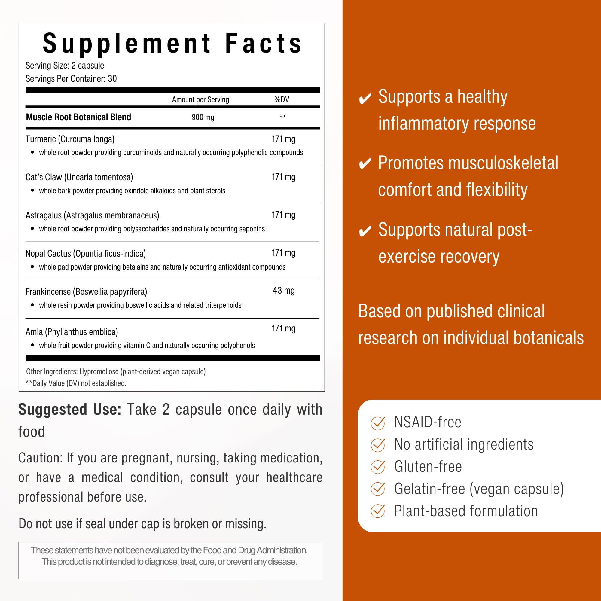 Muscle & Joint Support Supplement – Botanical Formula for Healthy Inflammatory Response | 6 Research-Backed Botanicals | Organic Turmeric | 60 Capsules | Sana Herbal - TrustMedUSA