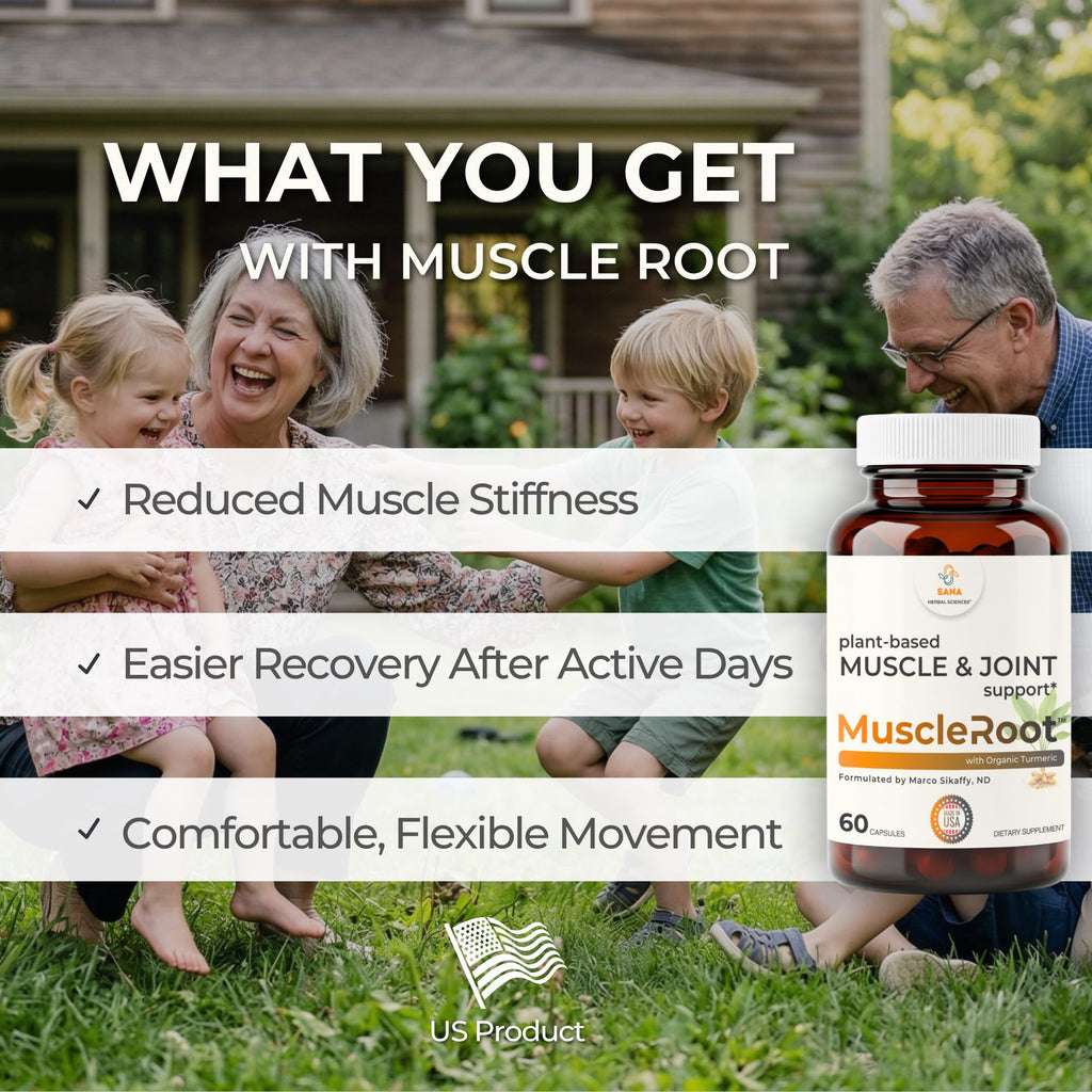 Muscle & Joint Support Supplement – Botanical Formula for Healthy Inflammatory Response | 6 Research-Backed Botanicals | Organic Turmeric | 60 Capsules | Sana Herbal - TrustMedUSA