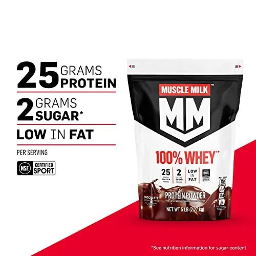Muscle Milk 100% Whey Protein Powder, Chocolate, 5 Pound, 66 Servings, 25g Protein - TrustMedUSA