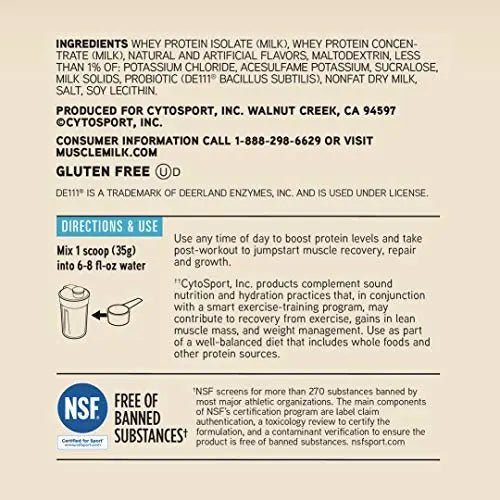 Muscle Milk 100% Whey With Probiotics Protein Powder, Vanilla, 1.85 Pound, 23 Servings - TrustMedUSA