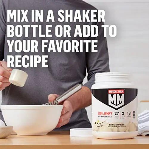 Muscle Milk 100% Whey With Probiotics Protein Powder, Vanilla, 1.85 Pound, 23 Servings - TrustMedUSA