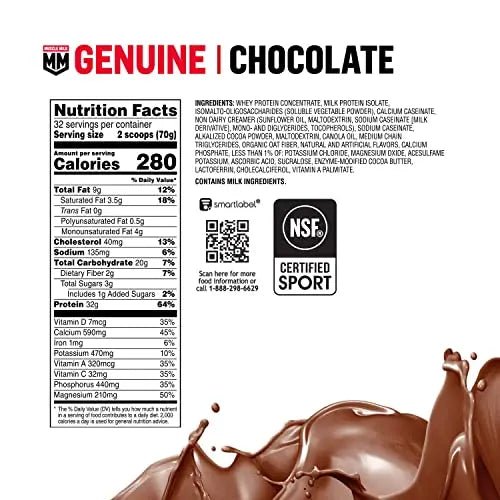 Muscle Milk Genuine Protein Powder, Chocolate, 4.94 Pound, 32 Servings, 32g Protein - TrustMedUSA